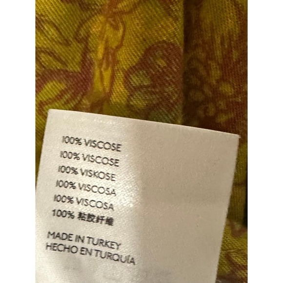 Urban Outfitters Beth Ruched Surplice Puff Sleeve Crop Top Yellow Floral - Large - Picture 3 of 5